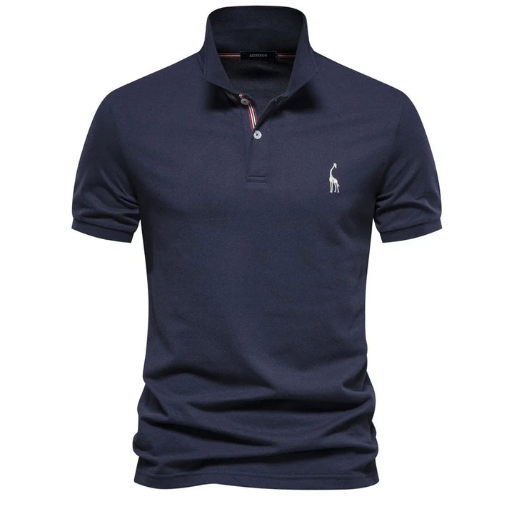 Caleb – Luxe Katoenen Polo met Hertenborduursel