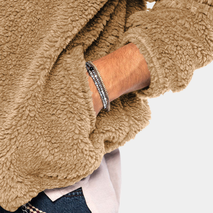 Warme khaki trui met capuchon voor heren
