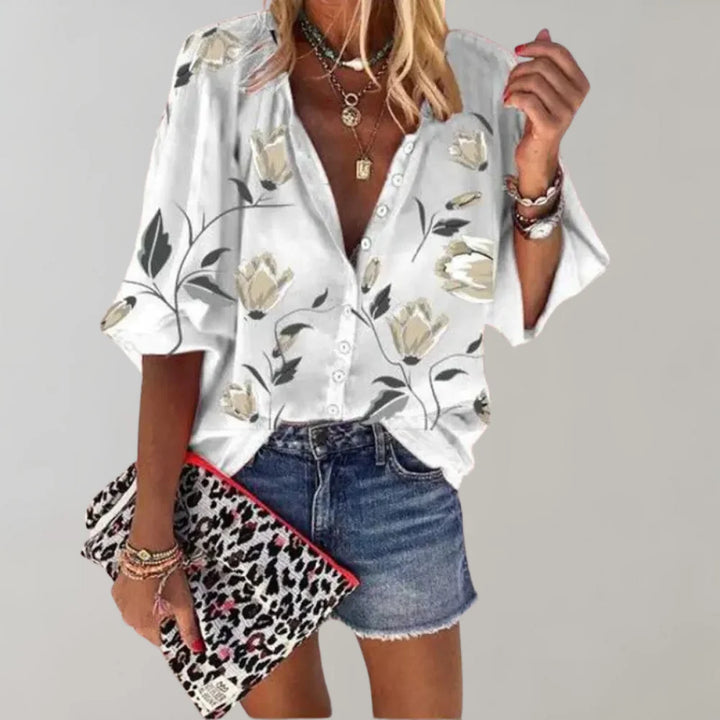 Elara – Zomerse Blouse met Bloemenprint