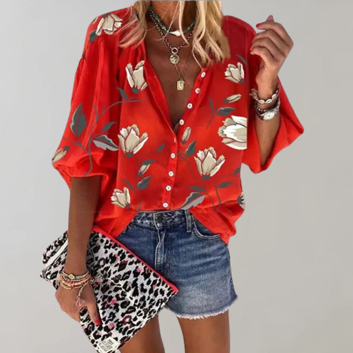 Elara – Zomerse Blouse met Bloemenprint