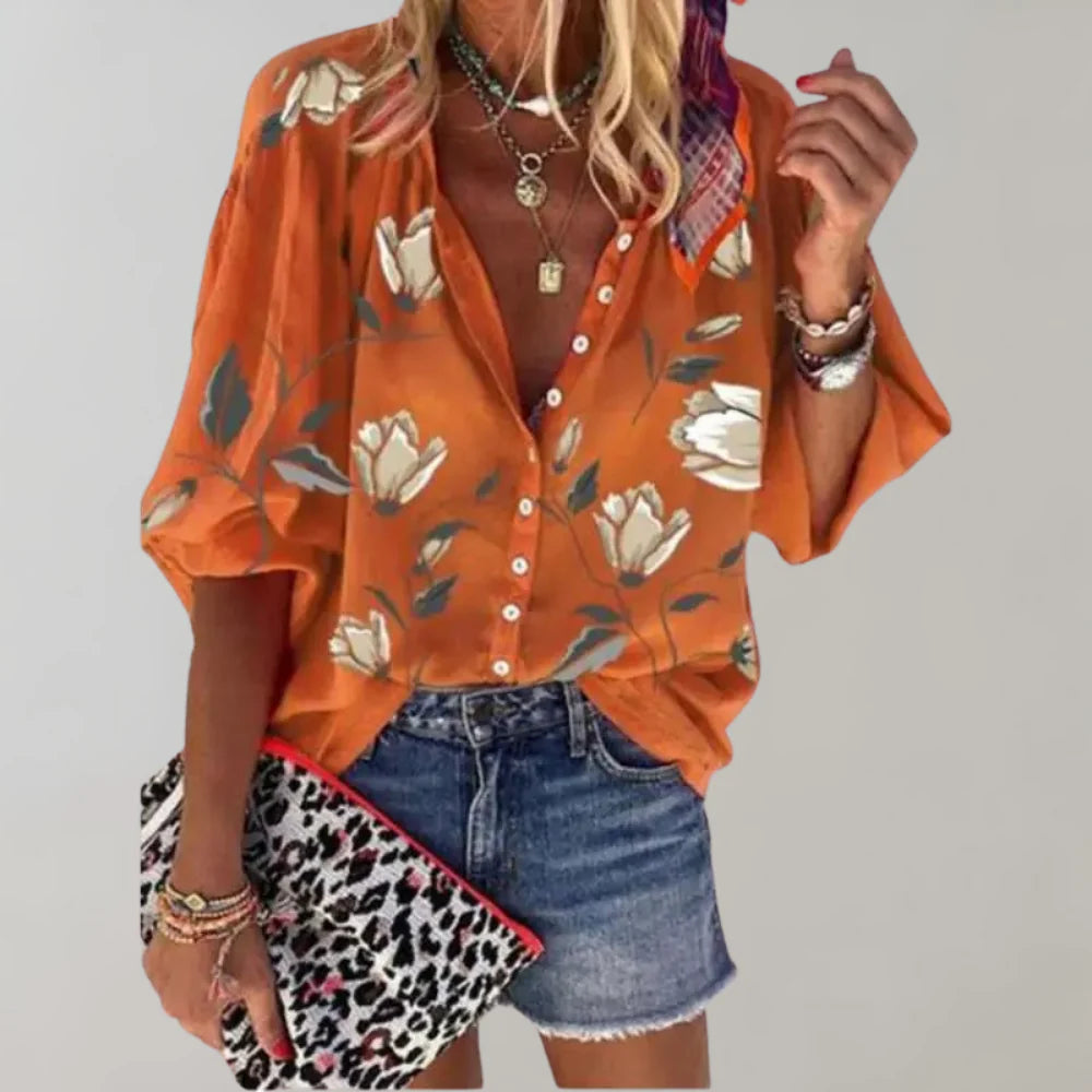 Elara – Zomerse Blouse met Bloemenprint