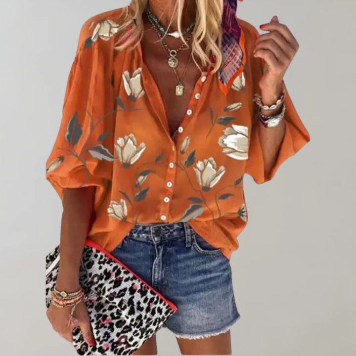 Elara – Zomerse Blouse met Bloemenprint