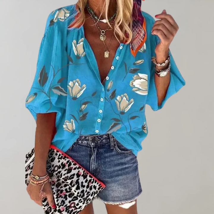 Elara – Zomerse Blouse met Bloemenprint