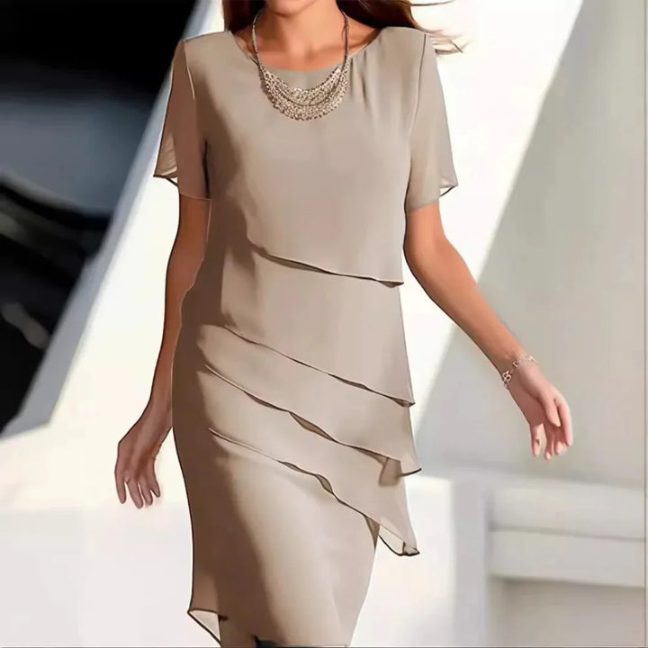 Luxe Chiffon Midi Jurk Dames
