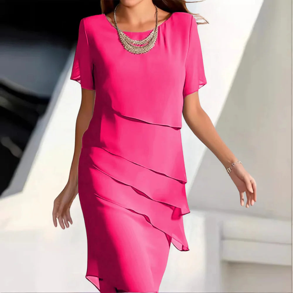 Luxe Chiffon Midi Jurk Dames
