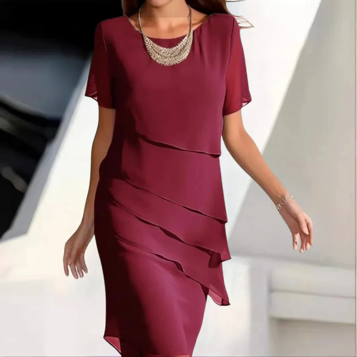 Luxe Chiffon Midi Jurk Dames