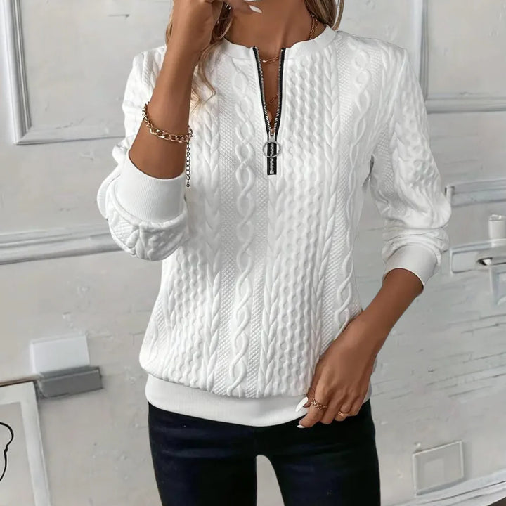 Yara – Casual V-hals Trui met Rits