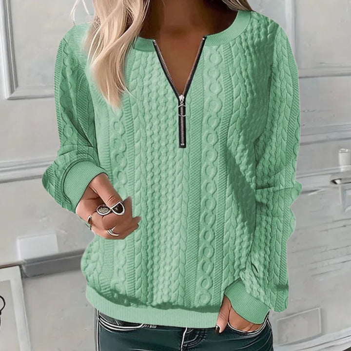 Yara – Casual V-hals Trui met Rits