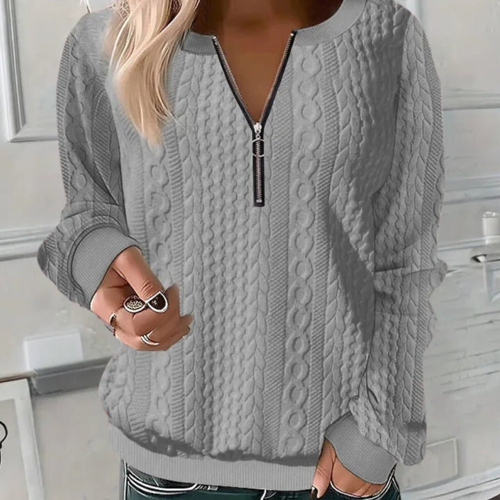 Yara – Casual V-hals Trui met Rits