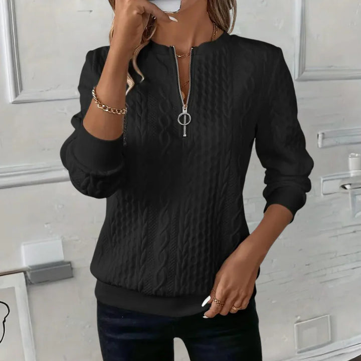 Yara – Casual V-hals Trui met Rits