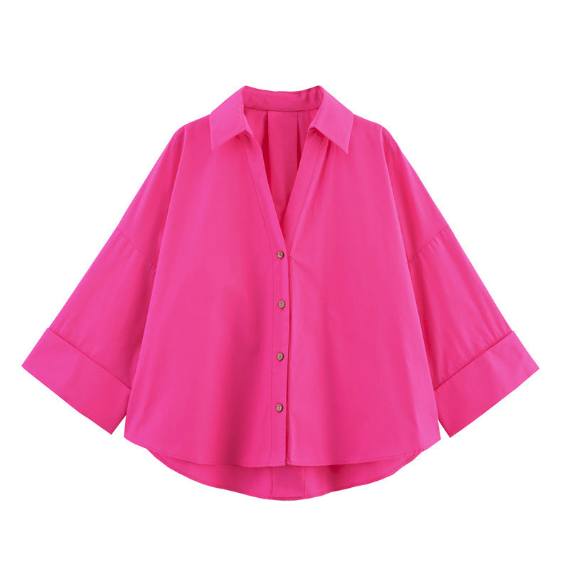 Blouse met lange mouwen en losse kraag
