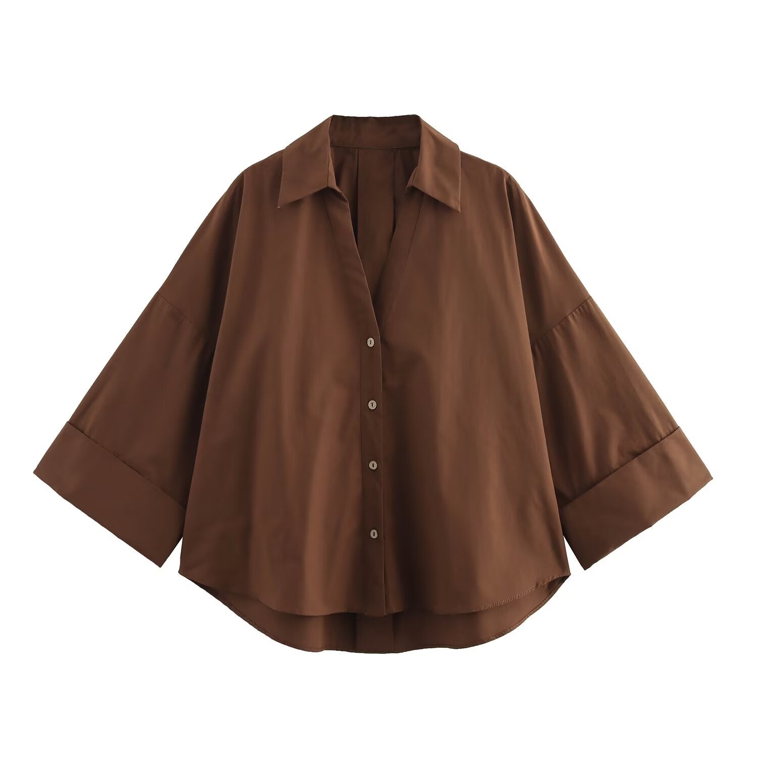 Blouse met lange mouwen en losse kraag