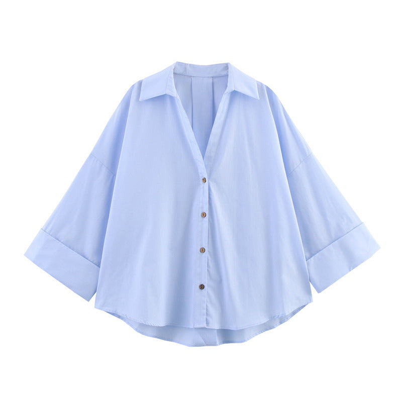 Blouse met lange mouwen en losse kraag