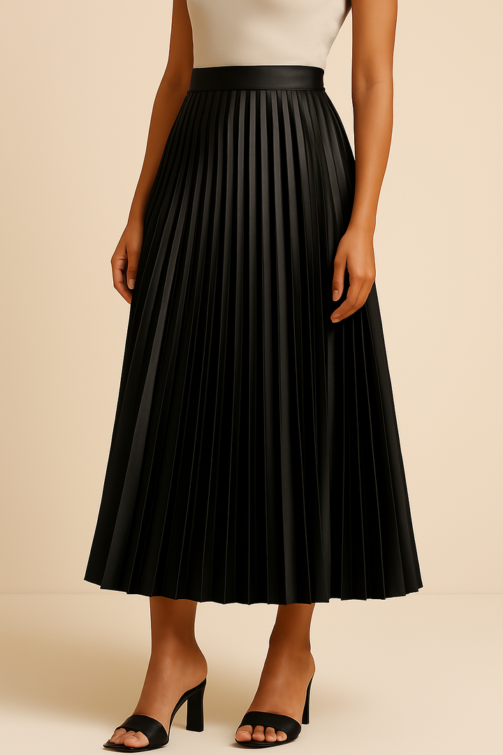 Elva – Satijnen Plissérok Hoge Taille