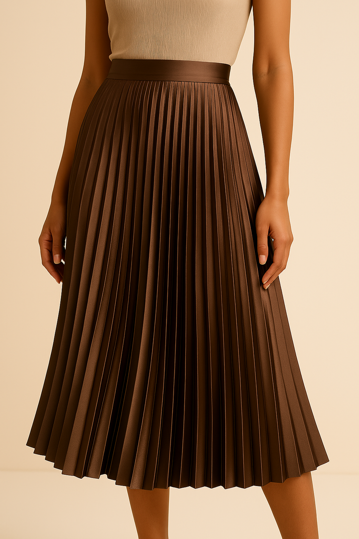 Elva – Satijnen Plissérok Hoge Taille