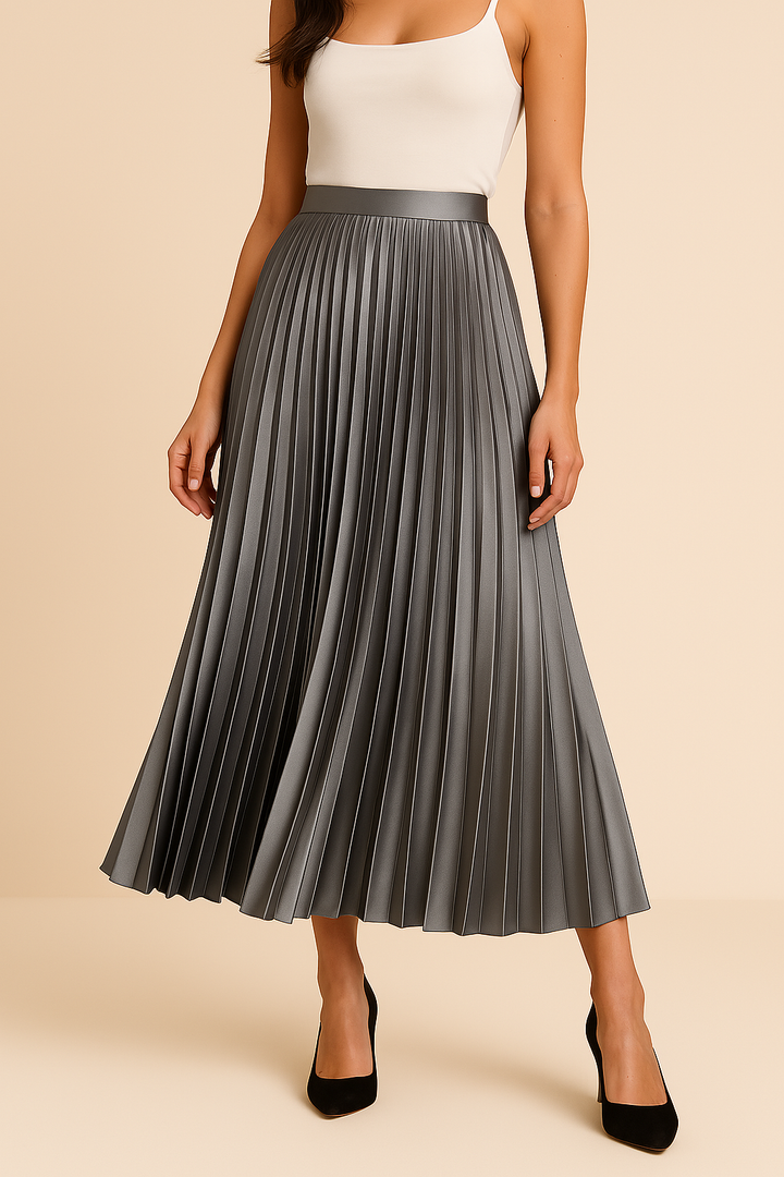 Elva – Satijnen Plissérok Hoge Taille