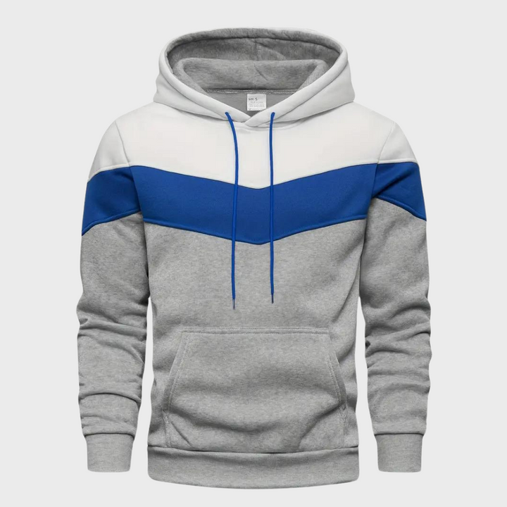 Herensweater met capuchon en driekleurige strepen