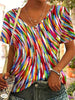 Retro V-hals T-shirt voor Dames