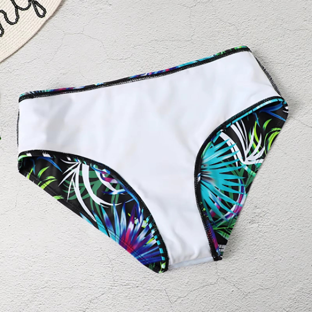 Bikini met Hoge Taille en Bladprint Dames