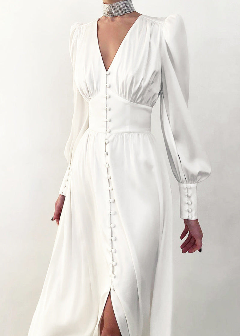 Seraphina – Satijnen Maxi Jurk met V-Hals Voor Dames