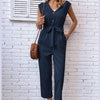 V-hals Jumpsuit met Korte Mouwen Dames