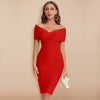 Serène - Off-shoulder bandagejurk met v-hals