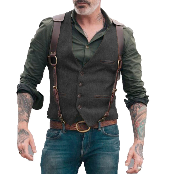 Dominic – Heren Gilet in Herringbone Stijl