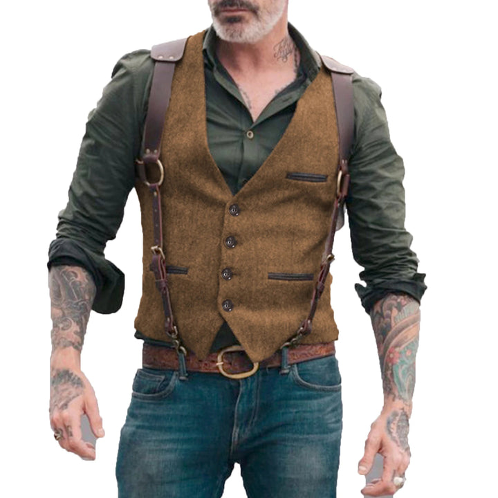 Dominic – Heren Gilet in Herringbone Stijl