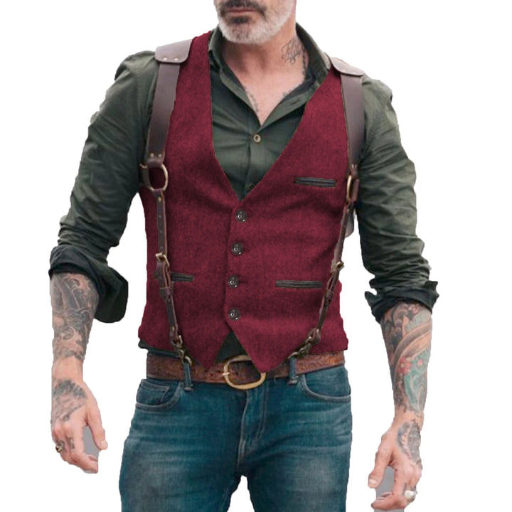 Dominic – Heren Gilet in Herringbone Stijl