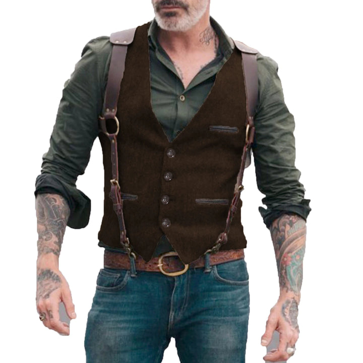 Dominic – Heren Gilet in Herringbone Stijl