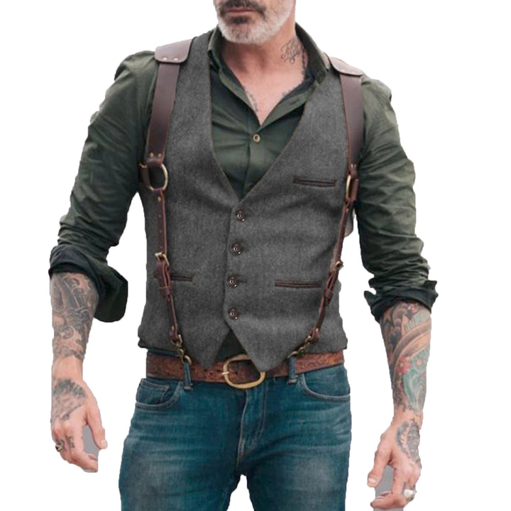 Dominic – Heren Gilet in Herringbone Stijl
