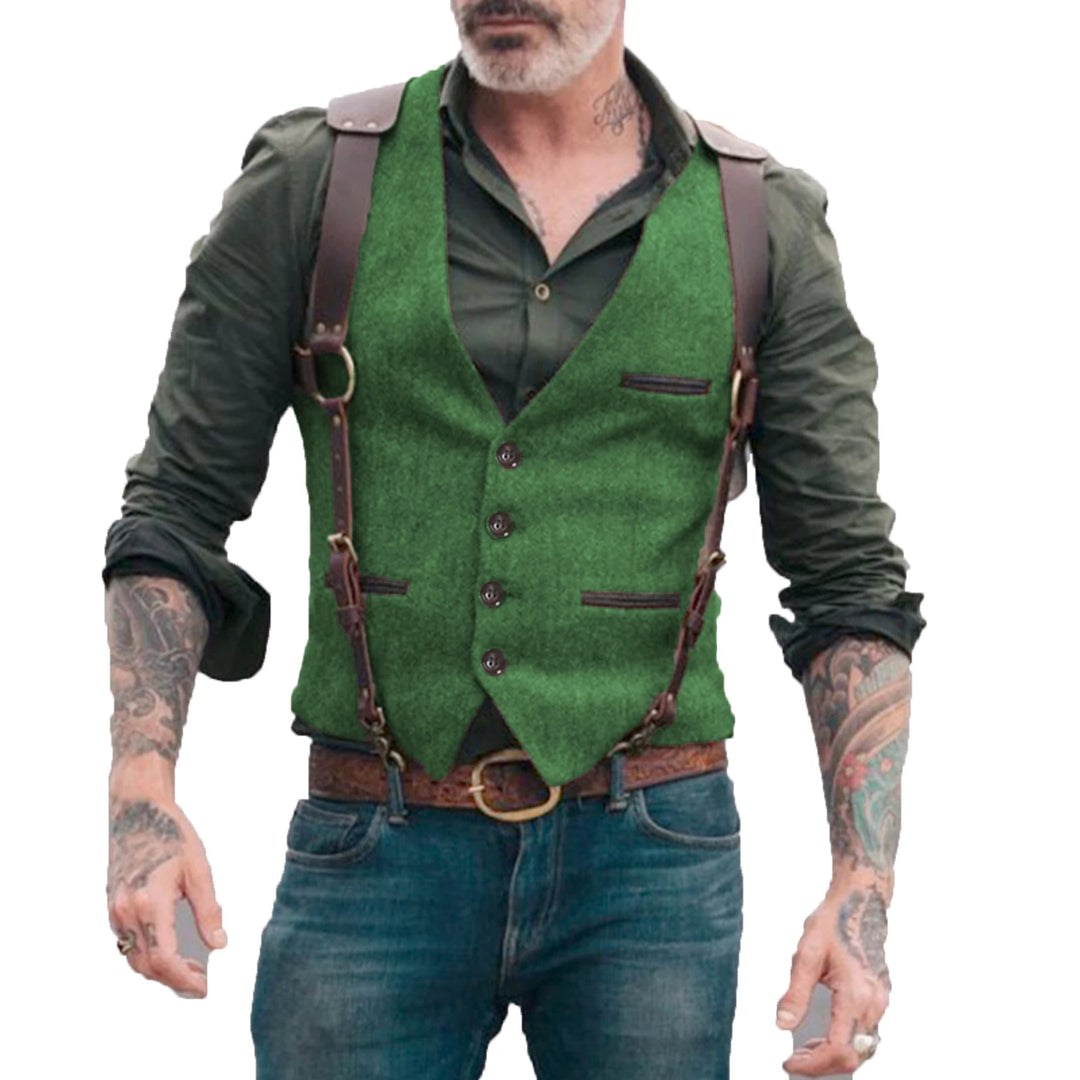 Dominic – Heren Gilet in Herringbone Stijl