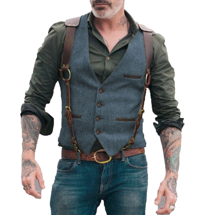 Dominic – Heren Gilet in Herringbone Stijl