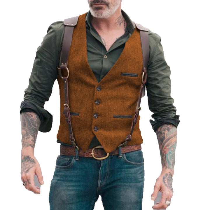 Dominic – Heren Gilet in Herringbone Stijl