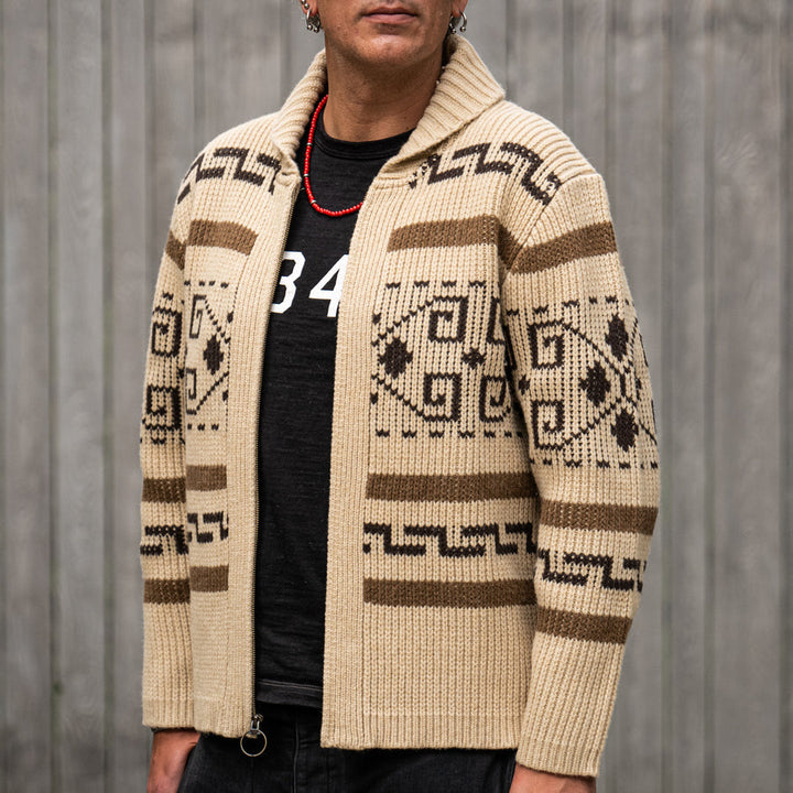 Andres – Vintage Jacquard Gebreide Herenvest met Rits