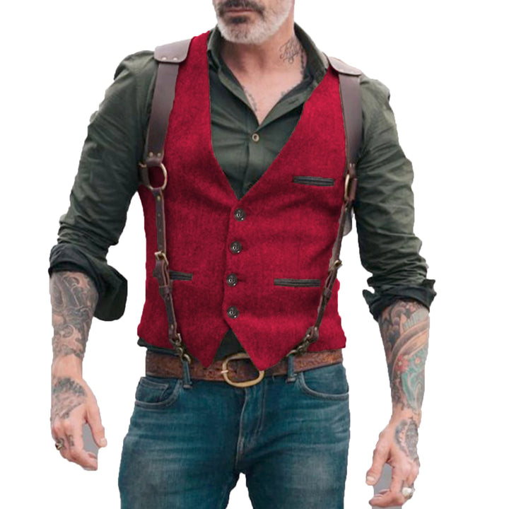 Dominic – Heren Gilet in Herringbone Stijl