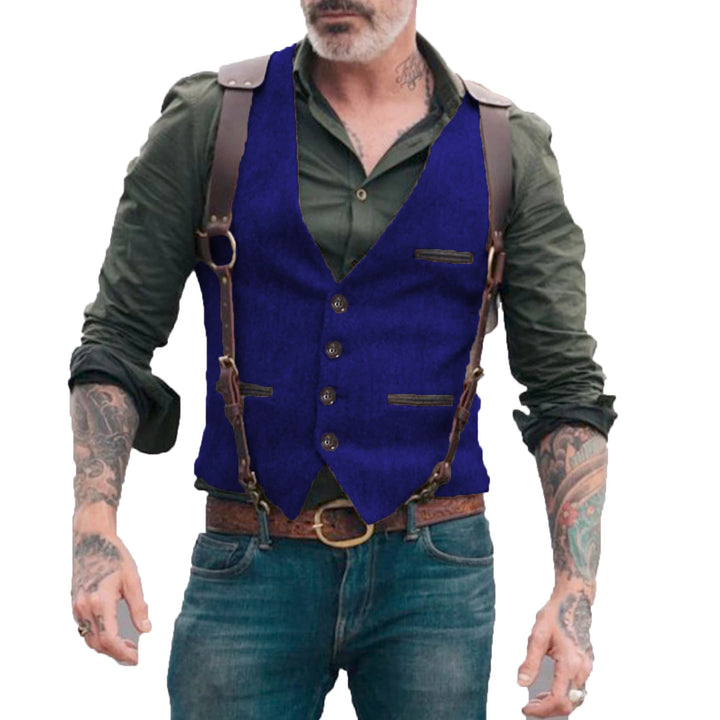 Dominic – Heren Gilet in Herringbone Stijl