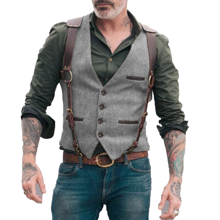 Dominic – Heren Gilet in Herringbone Stijl